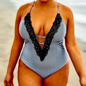 CupShe One piece swimsuit. Lowcut V neckline. NWT.